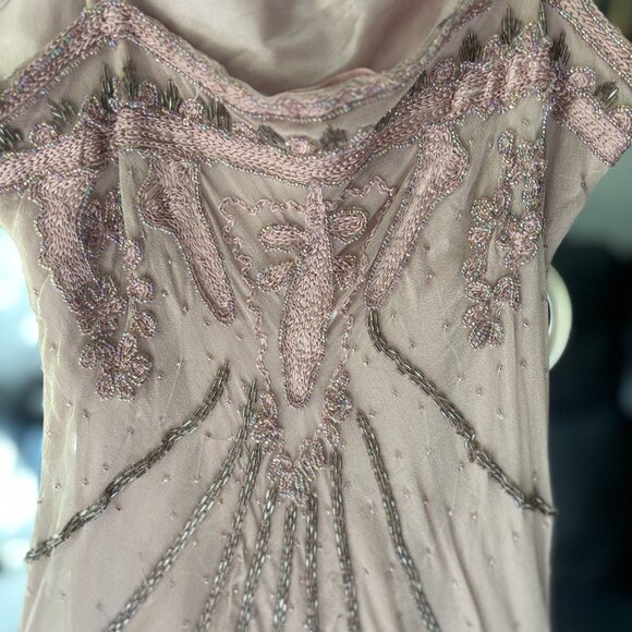 TwentyOne Blush Beaded Sequin Art Deco Slip Dress - Picture 6 of 12